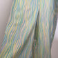 Missoni 2000's silk white palazzo pants with wavy blue, green & yellow lines