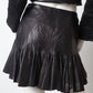 Alexander McQueen SS 2003 black perforated leather pleated miniskirt