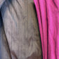 Dries van Noten FW 2005 fuchsia kimono jacket with belt and fur sleeves