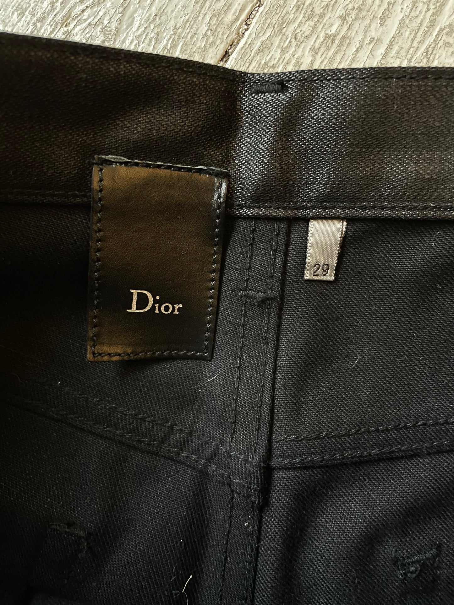 Dior by Hedi Slimane 2007 waxed black ultra skinny jeans