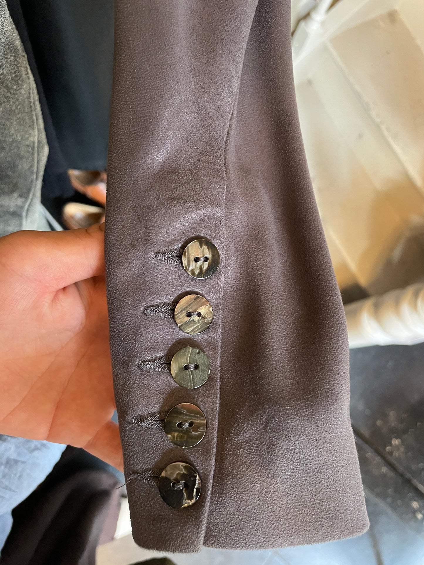 Tim van Steenbergen 2000's faux suede taupe draped blazer