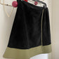 Ter et Bantine 90's black suede envelope skirt with khaki leather hem