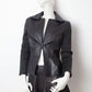 Armani 2000s black leather peplum jacket
