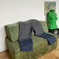 Comme des Garçons 2000's grey wool trousers with waxed blue coated ombre effect