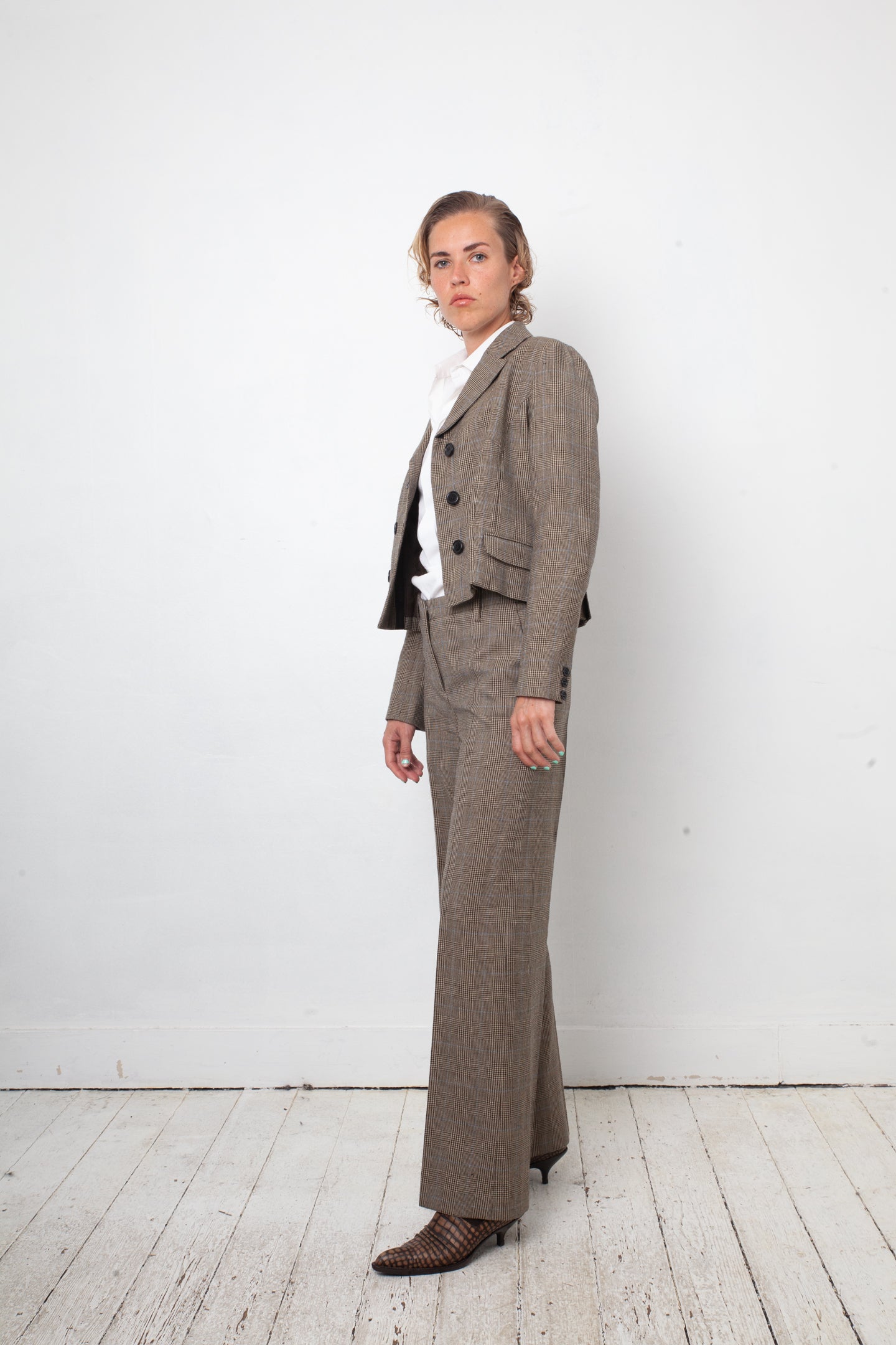 Chloé 2000's wool plaid grey pantsuit