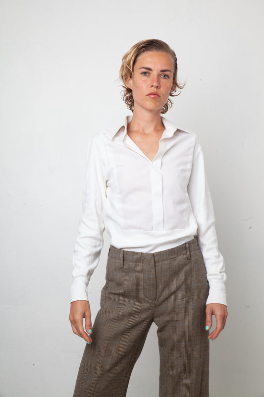 Margiela 90's white deconstructed cotton shirt