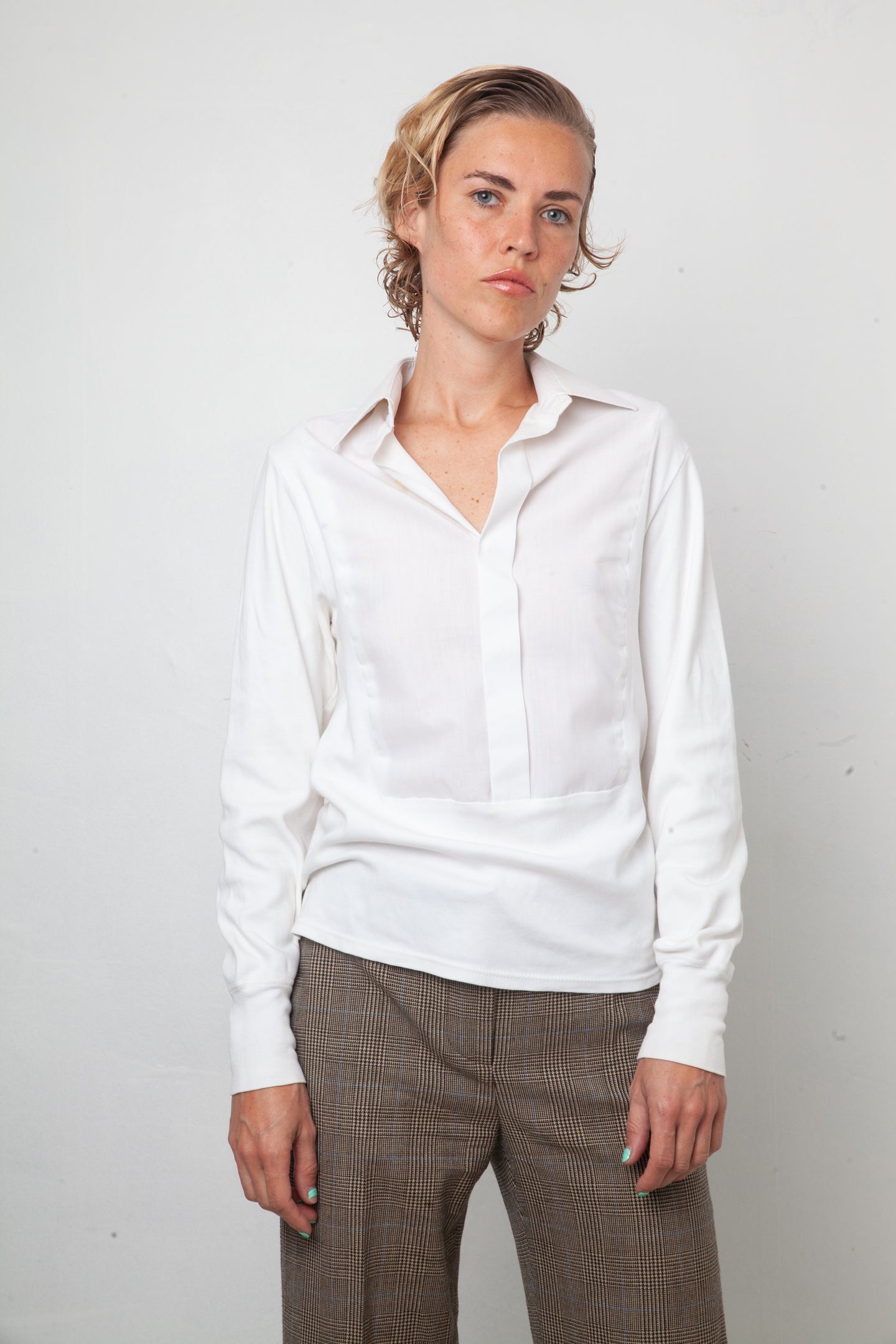 Margiela 90's white deconstructed cotton shirt