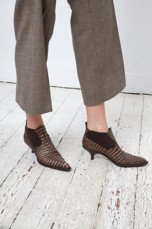 Miu Miu 2000's brown croc embossed leather ankle boots size 36,5