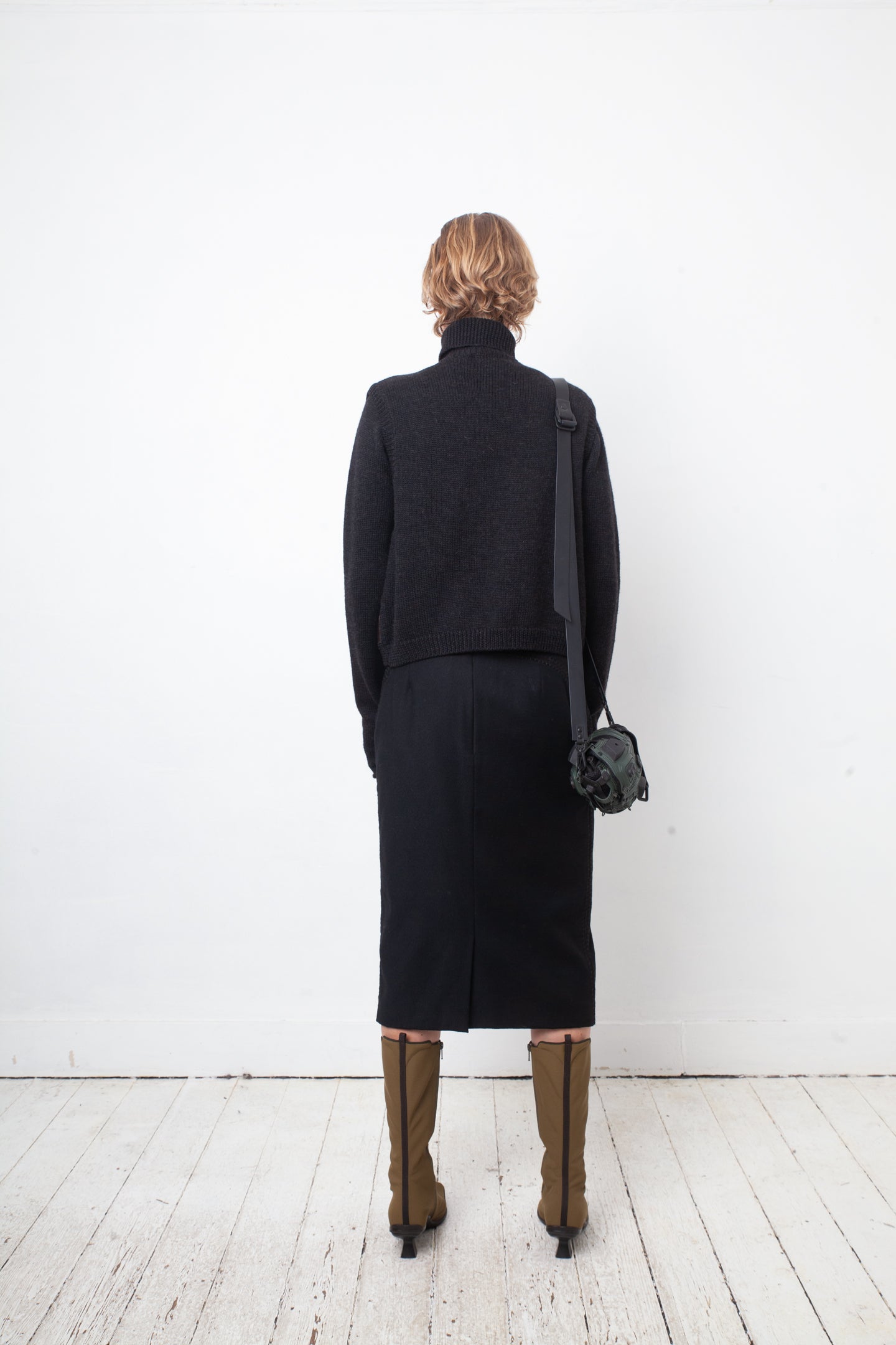DKNY 90's wool and leather twinset (turtleneck & gilet)