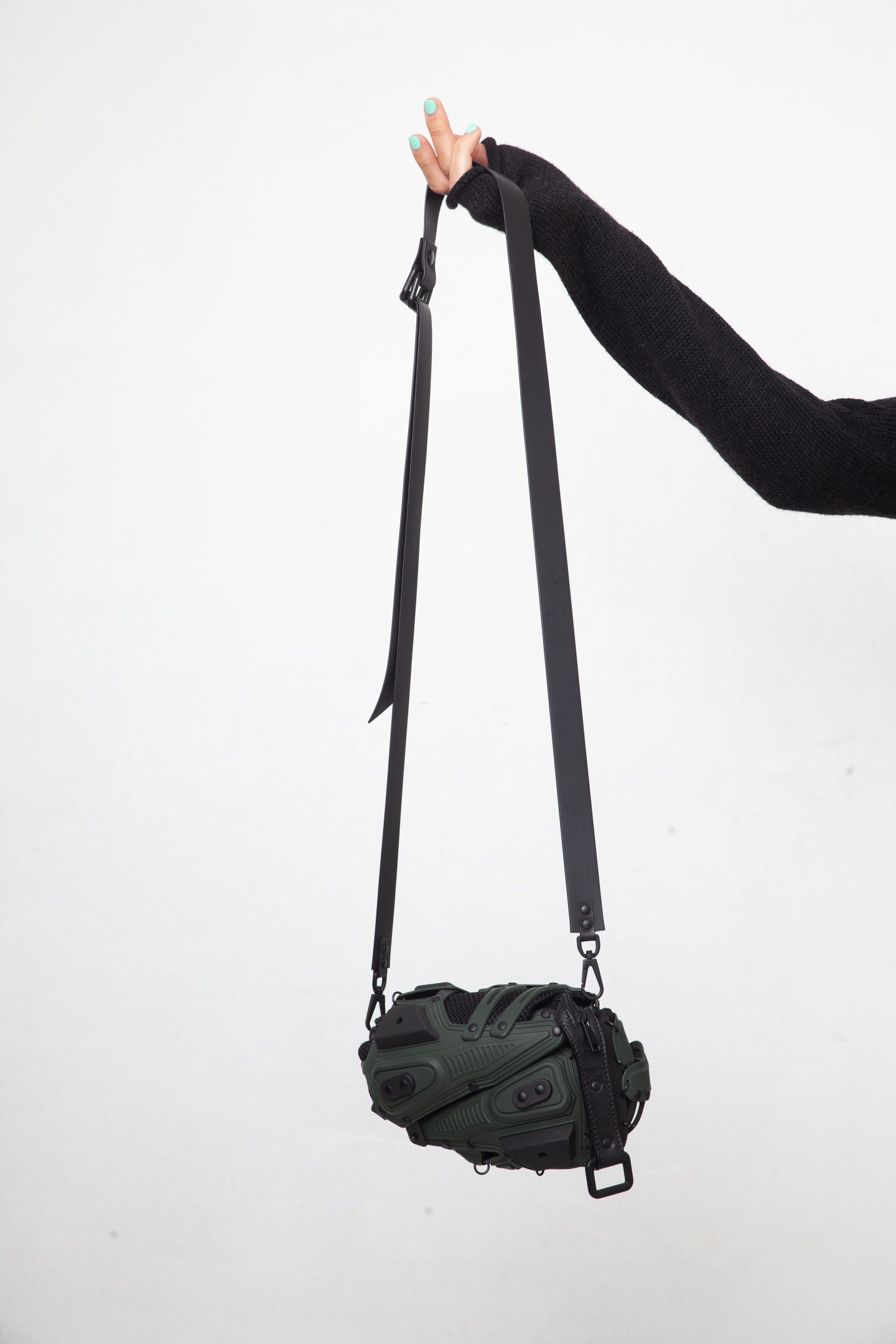 Kuboraum 2020's rubber assembled "grenade" khaki shoulder bag