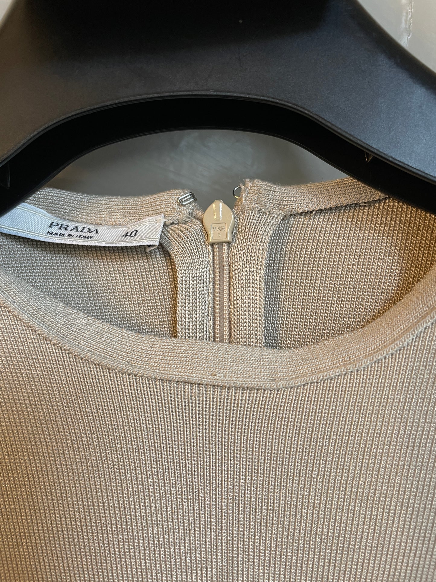 Prada 2000's beige knit body hugging jumpsuit