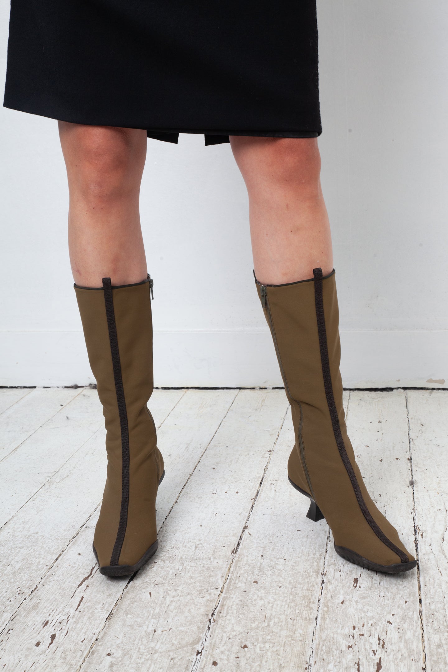 Prada FW 1999 neoprene khaki boots size 37