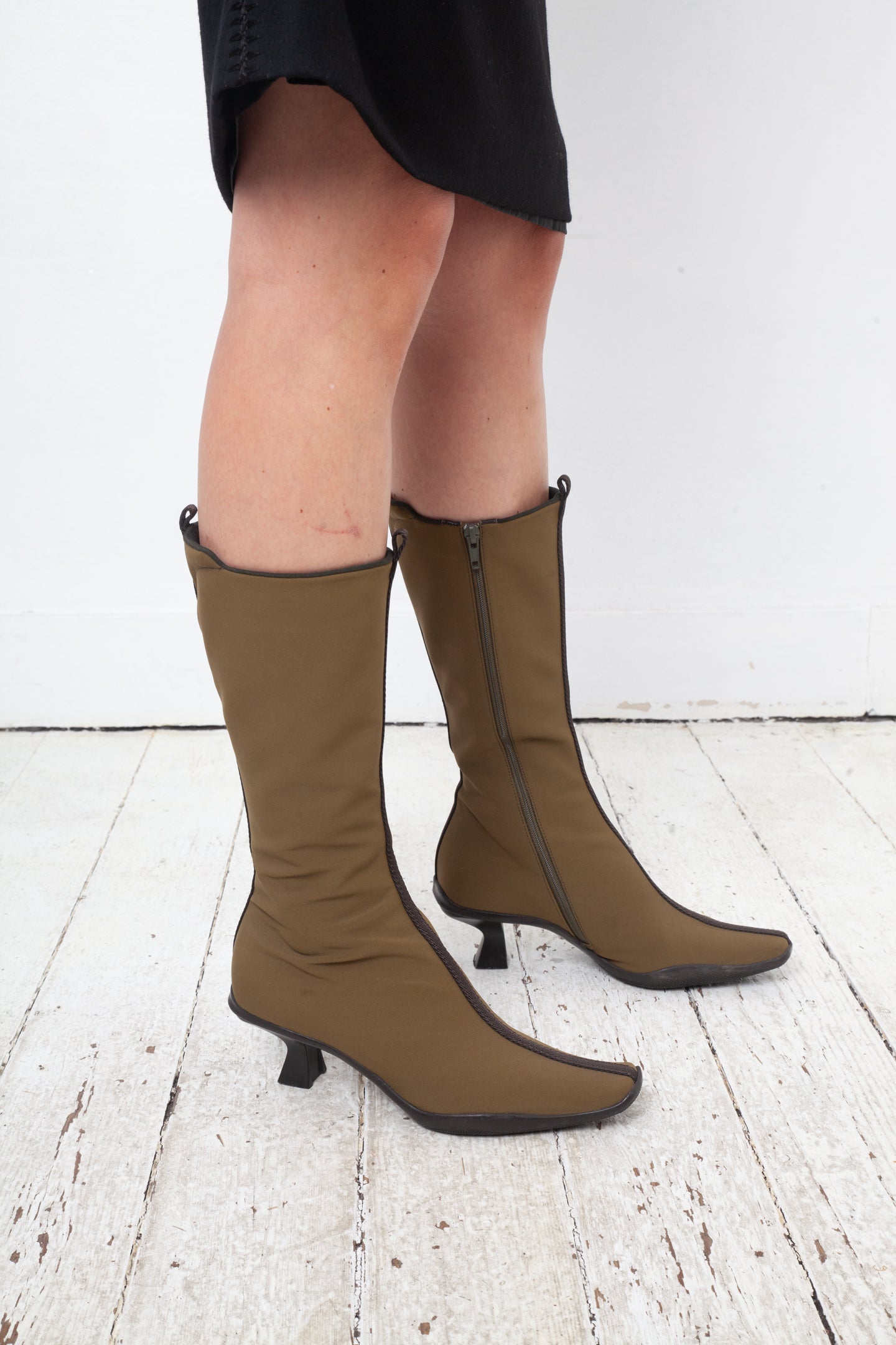 Prada FW 1999 neoprene khaki boots size 37
