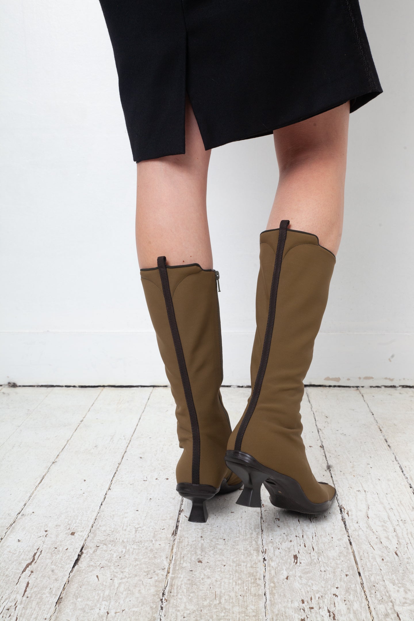 Prada FW 1999 neoprene khaki boots size 37