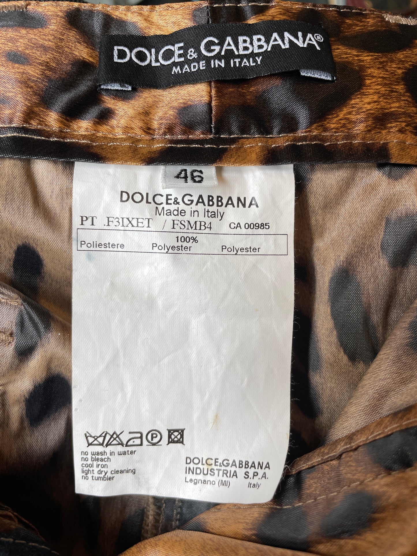Dolce & Gabbana 2000's satin leopard print cargo pants