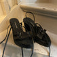 Ann Demeulemeester chunky heel platform black sandals with leather straps size 38