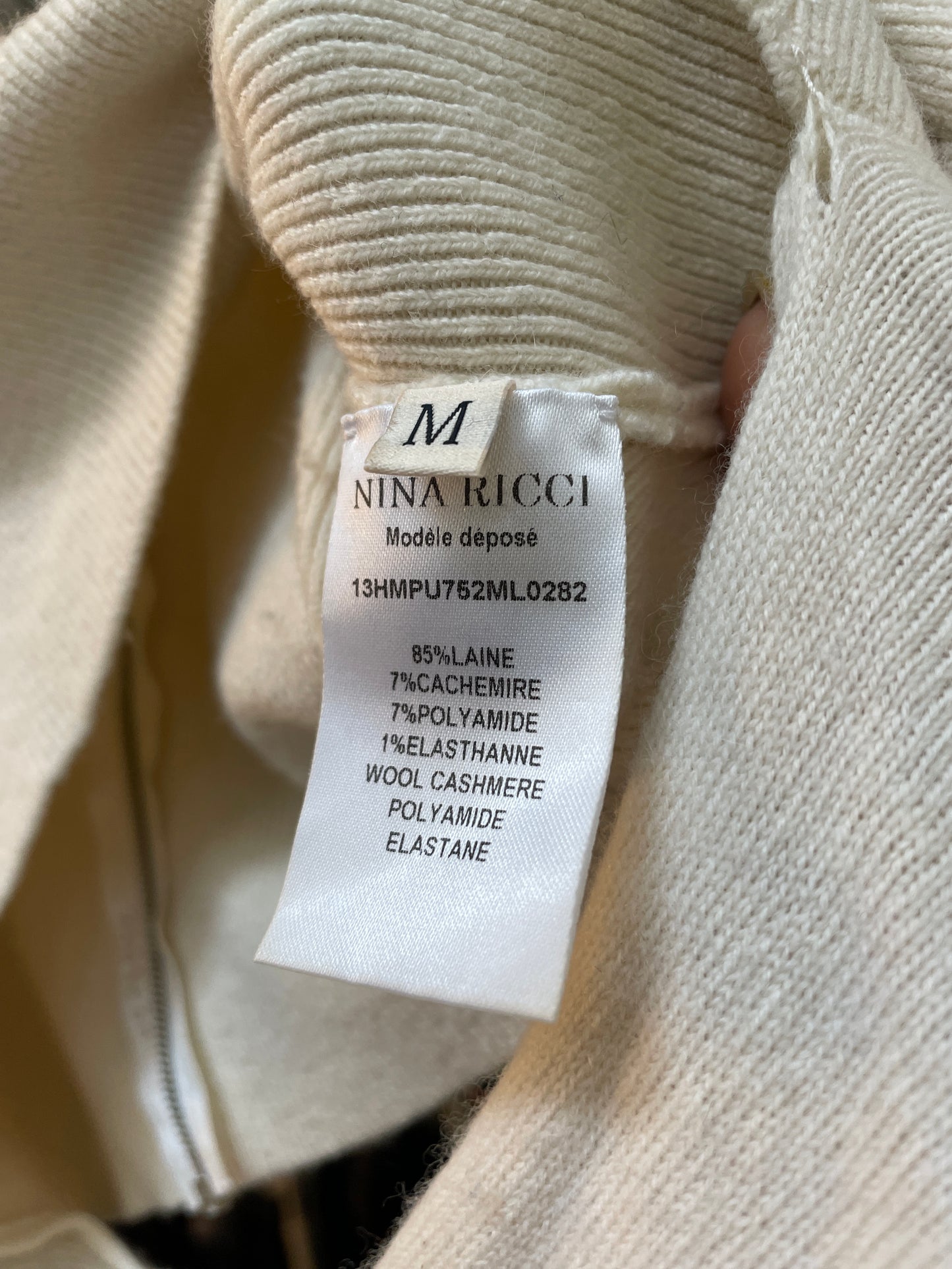 Nina Ricci 2000's cream slashed wool sweater