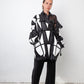 Yves Saint Laurent 80's black and white leather harlequin coat