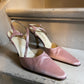 Prada 90's silk soft pink pointy heels with ankle strap size 38,5