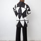 Yves Saint Laurent 80's black and white leather harlequin coat