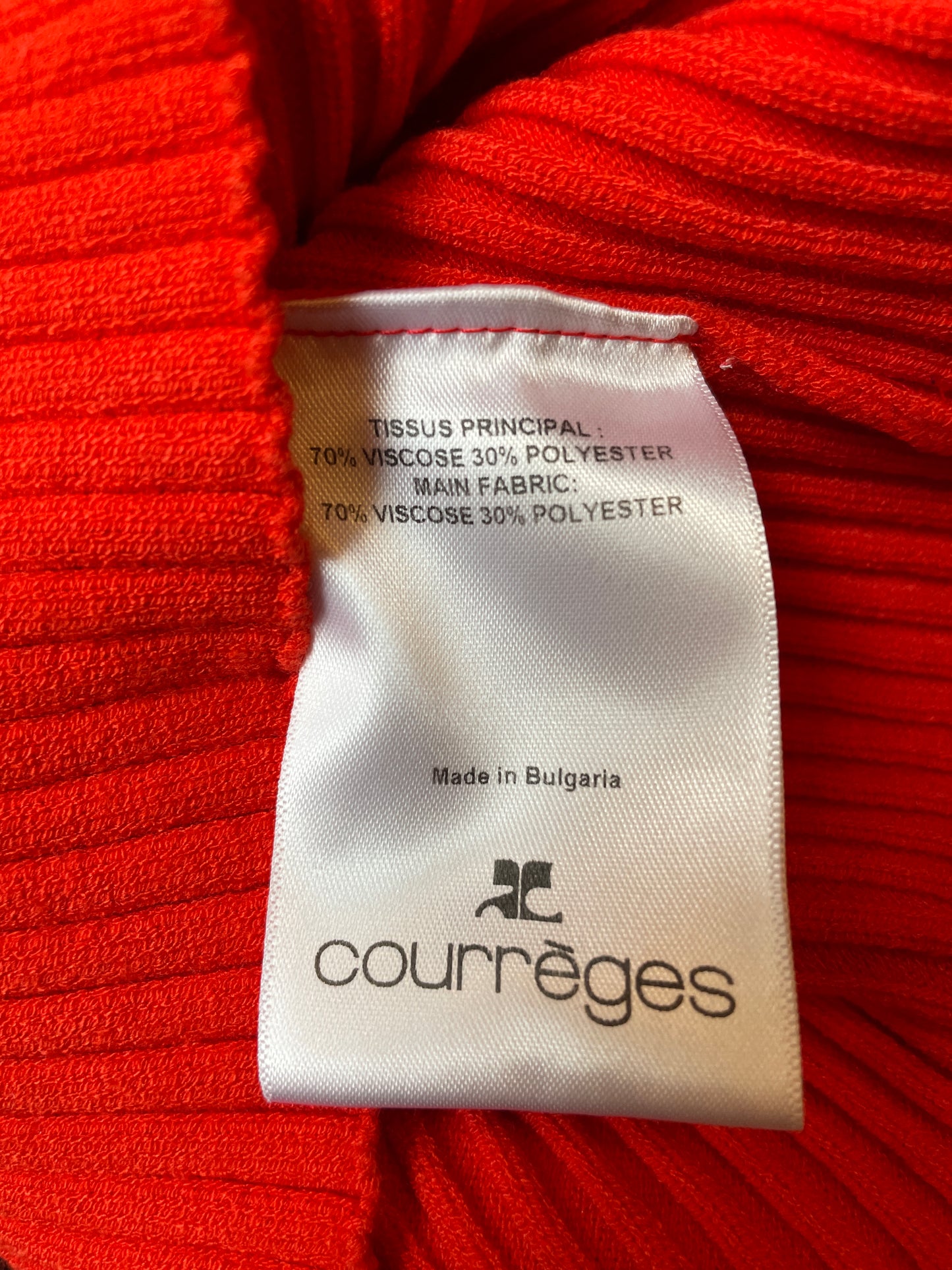 Courrèges 2020's bright red ribbed knit turtleneck sweater