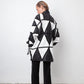 Yves Saint Laurent 80's black and white leather harlequin coat