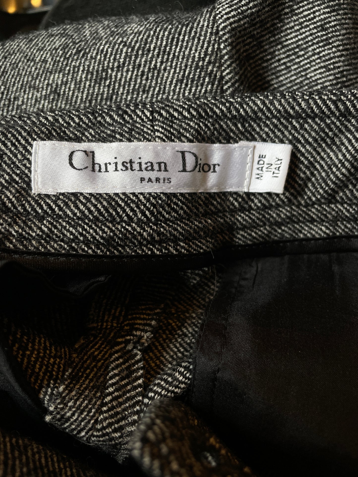 Christian Dior 2000's wool grey riding trousers with leather patches
