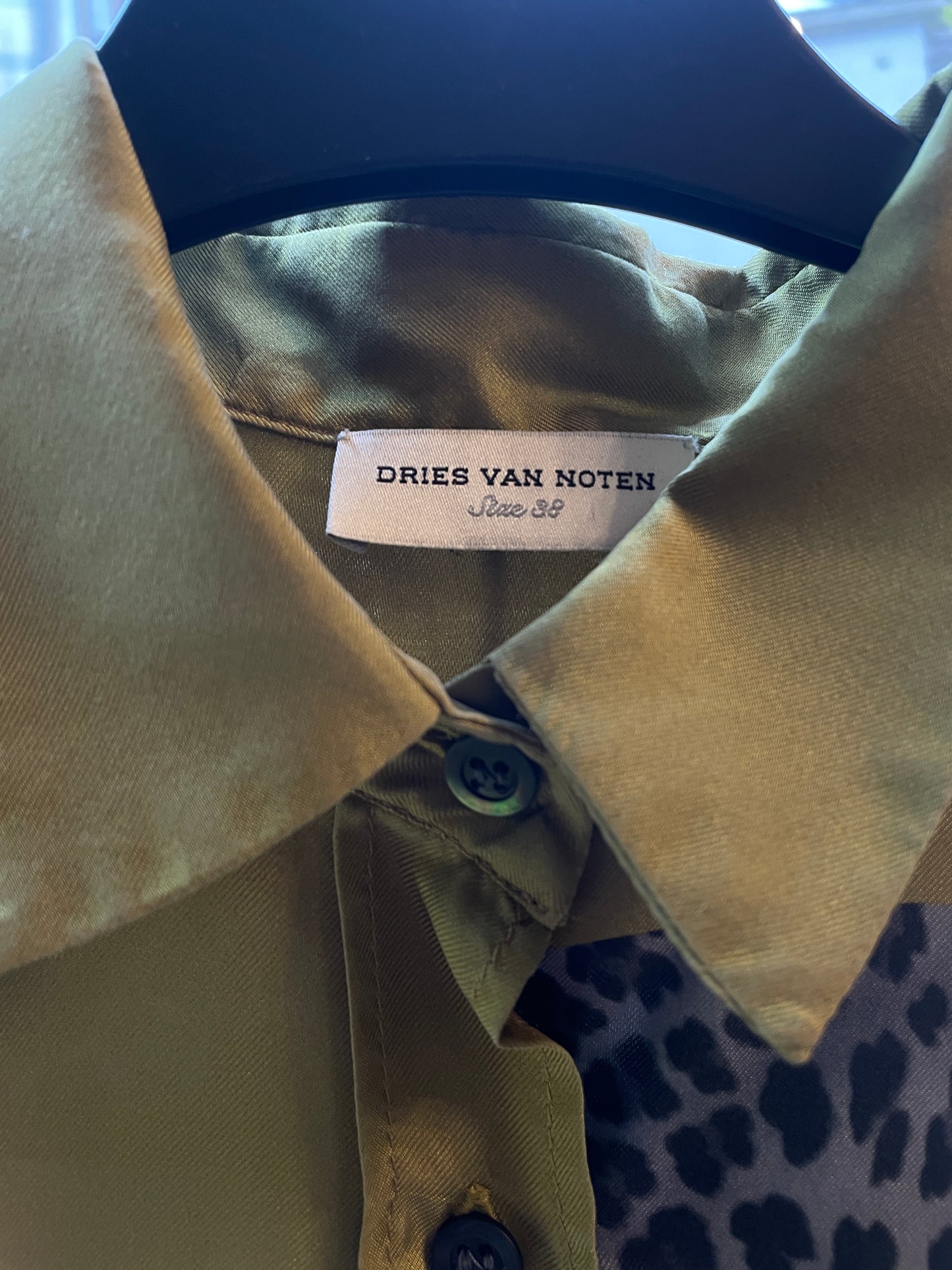 Dries van Noten 2010's silk leopard print mustard yellow shirt