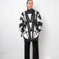Yves Saint Laurent 80's black and white leather harlequin coat