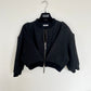 Jean-Paul Lespagnard Cropped transformable black knit bomber jacket with "asphalt" coating