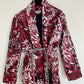 Jean-Paul Lespagnard red, black and white lurex jacket with wavy pattern and rope belt