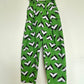 Jean-Paul Lespagnard pleated green, black and white jacquard trousers with "traces of wheels" pattern