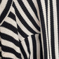 Jean-Paul Lespagnard's black and white striped knit hybrid jumpsuit / trousers