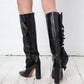 Isabelle Marrant 2010's black leather boots with leather side ruffle size 38