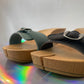 MM6 2005's wooden tabi sandals with interchangeable leather colored straps size 39