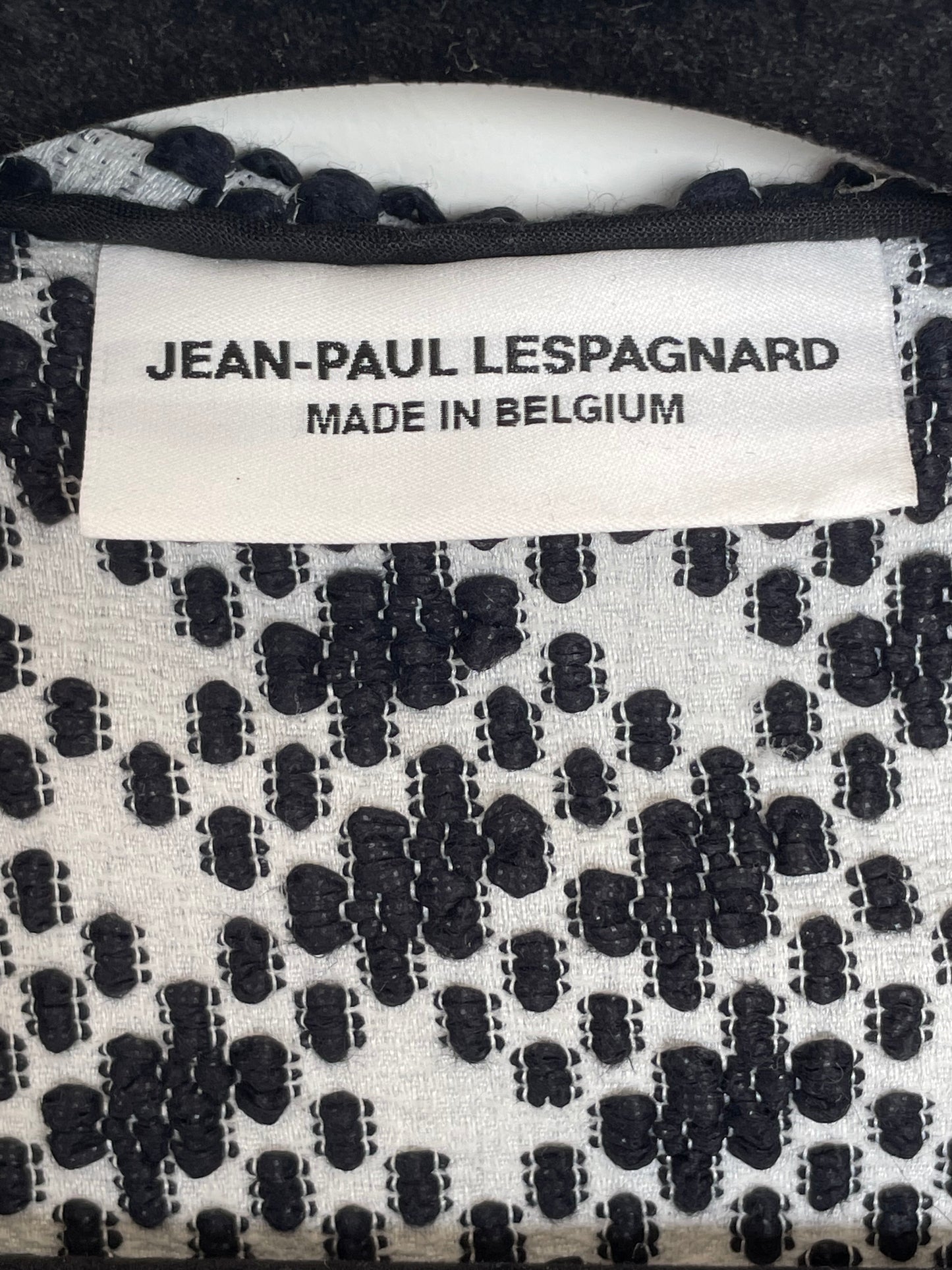 Jean-Paul Lespagnard black and white unlined bouclé coat with hood