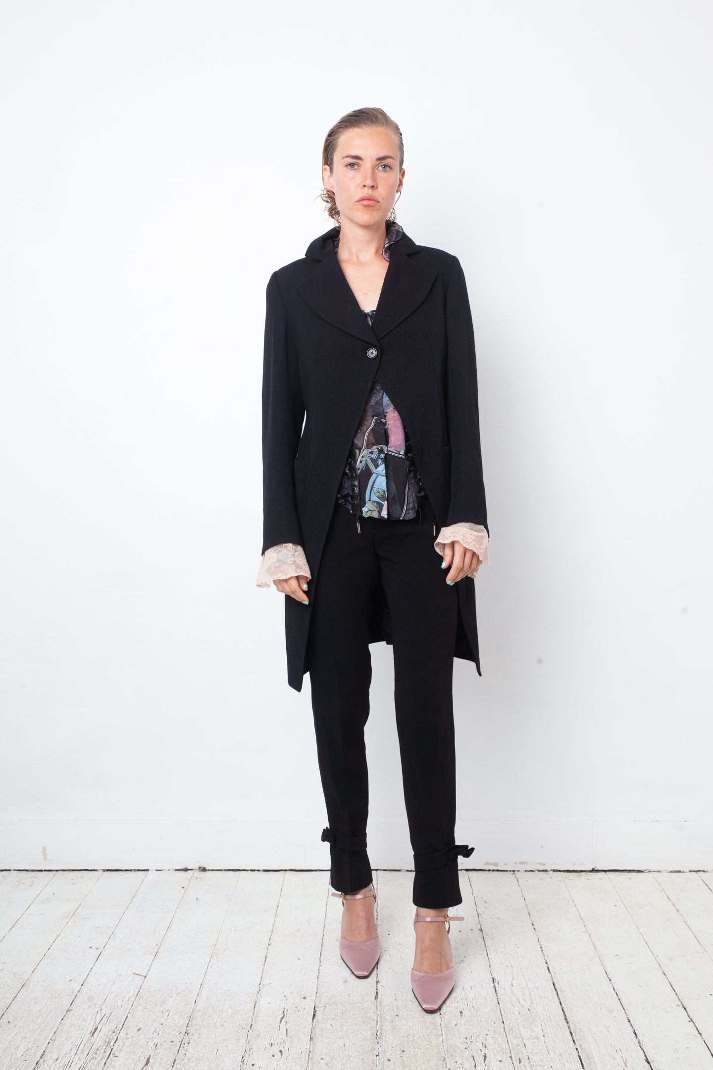 Miu Miu 2010's black trousers with bow ankle detail