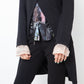 Ann Demeulemeester 2000's black wool tailcoat with pink lace cuffs
