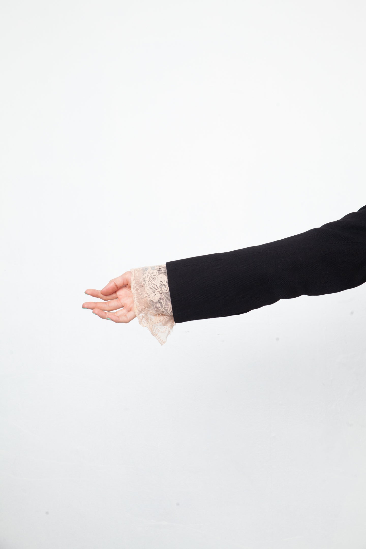Ann Demeulemeester 2000's black wool tailcoat with pink lace cuffs