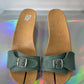 MM6 2005's wooden tabi sandals with interchangeable leather colored straps size 39