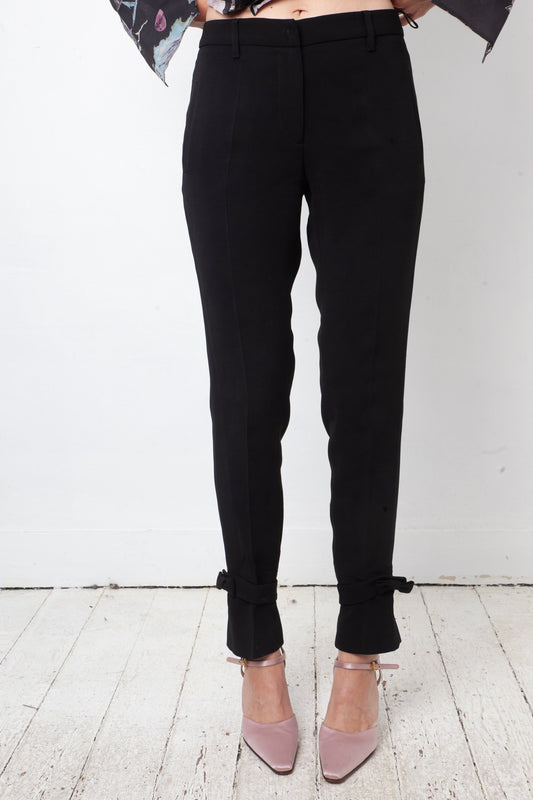 Miu Miu 2010's black trousers with bow ankle detail