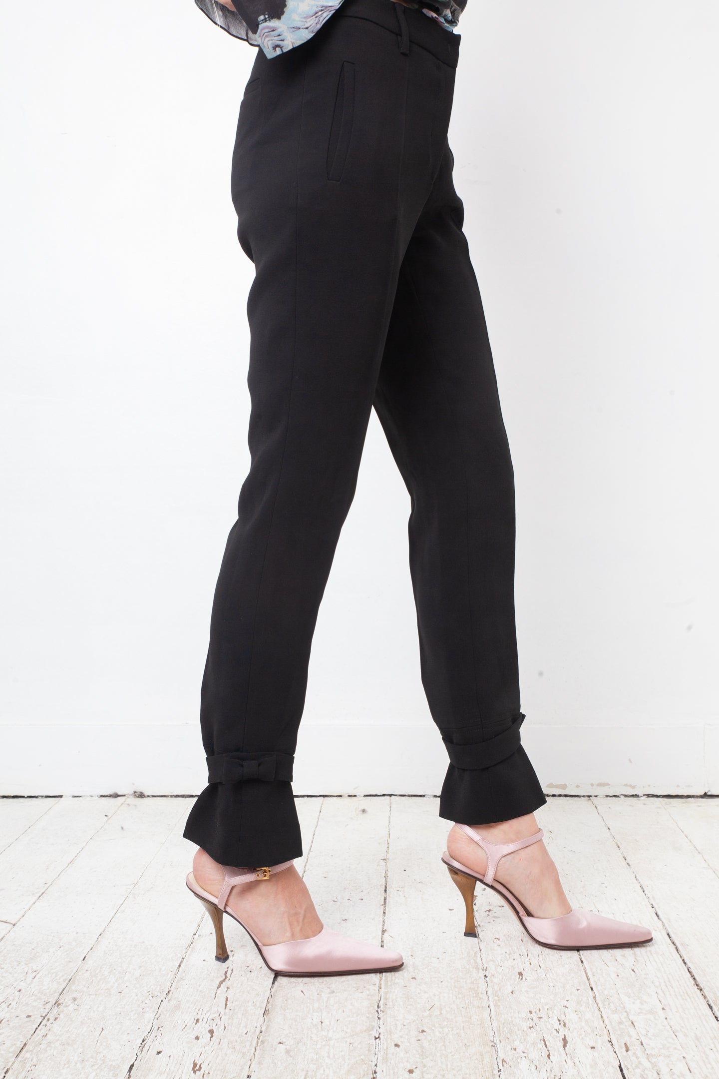 Miu Miu 2010's black trousers with bow ankle detail
