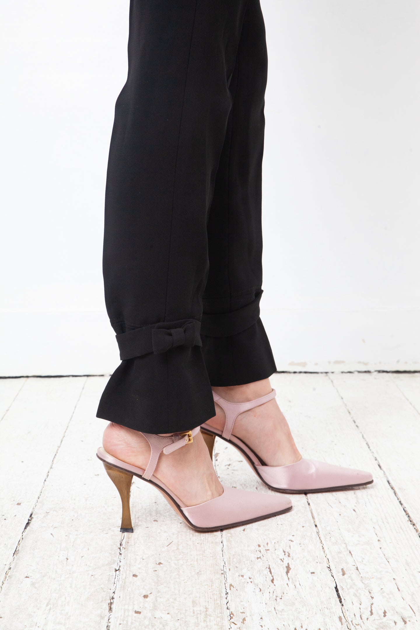 Miu Miu 2010's black trousers with bow ankle detail