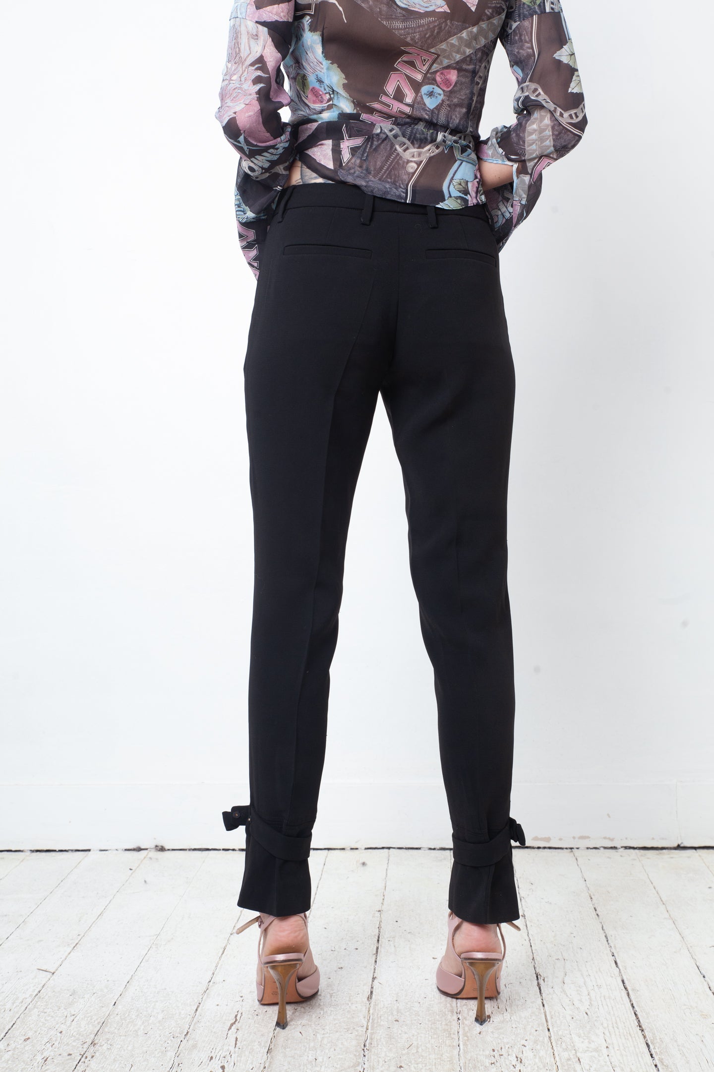 Miu Miu 2010's black trousers with bow ankle detail