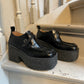 Dries van Noten black leather platform loafers with chunky rubber sole  size 39