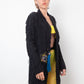 Christian Lacroix Bazar 90's distressed black knit jacket with brooch detail