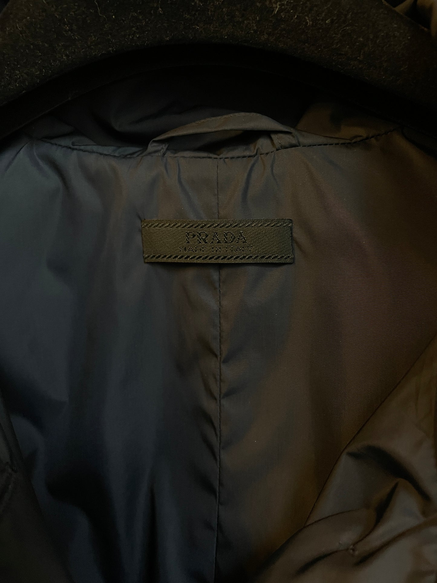 Prada 2000's dark blue nylon trench coat with belt
