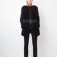 Balmain 2000's black shearling hair sleeveless jacket with belt