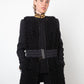 Balmain 2000's black shearling hair sleeveless jacket with belt