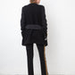 Balmain 2000's black shearling hair sleeveless jacket with belt